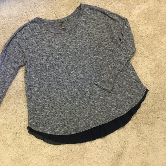 Canadian Made Navy and White Heathered Ribbed Bilayer Box Pleat Shirt - Picture 12 of 16